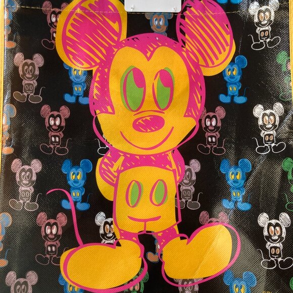 Disney Stencil Pop Art Mickey Mouse Neon Shopper Tote Bag Grocery Beach Shopping - Picture 5 of 7